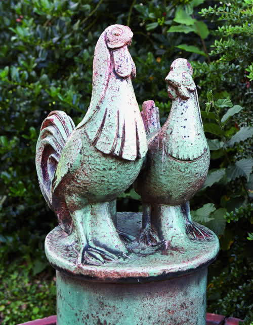 Keramikskulptur „Hahn und Huhn“